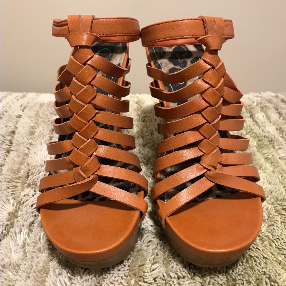 JESSICA SIMPSON Orange Platform Wedges 6.5